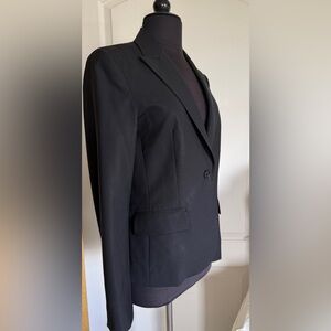 Theory Black Wool Blazer Tailored Single Button Jacket Size 8